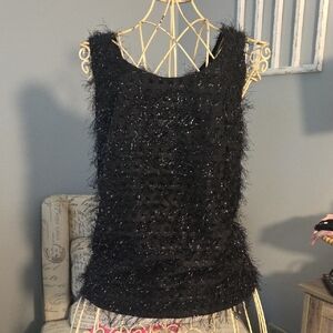 Black Textured Sleeveless Top